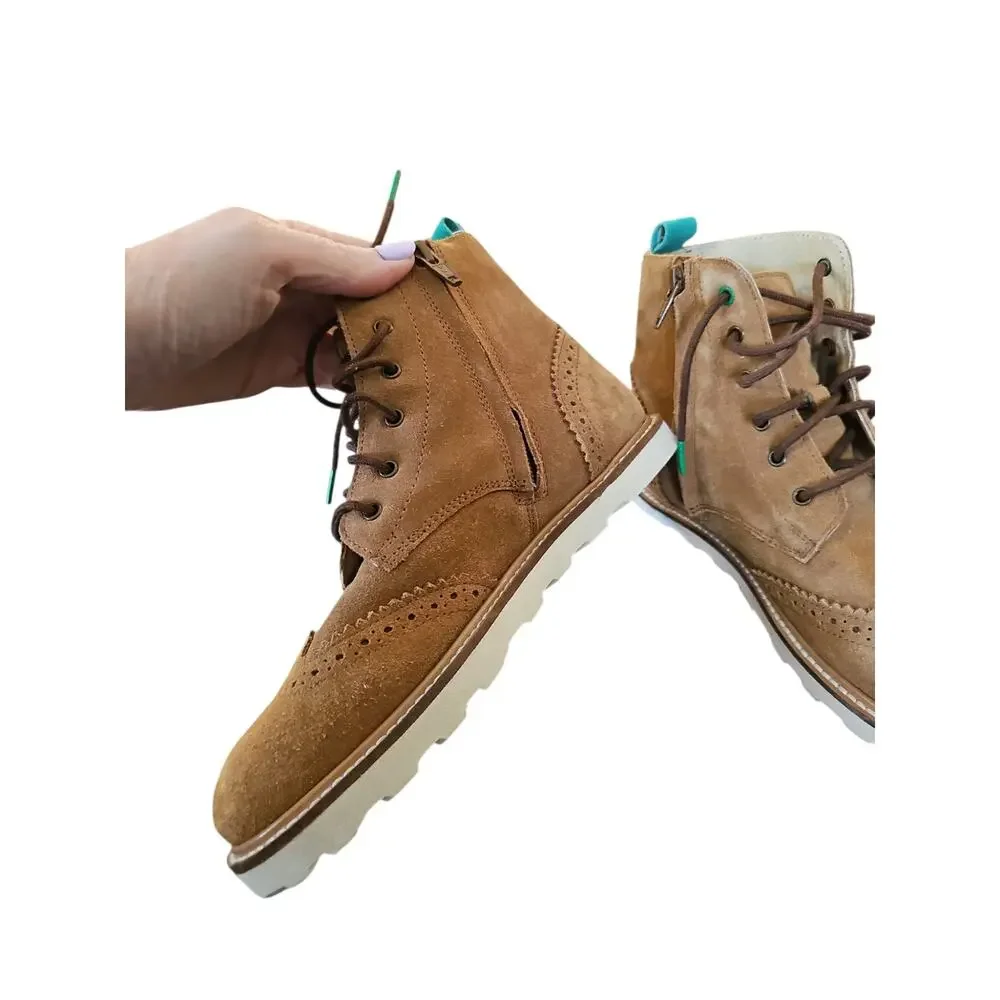 Mini Boden 34 Boys Brown Suede Brogue Boots tan sz 2.5 big boys new